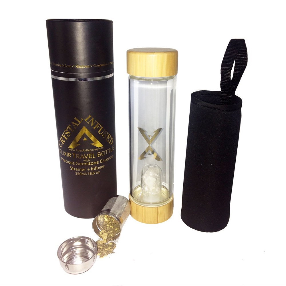 Gemstone crystal glass bottle infuser filter